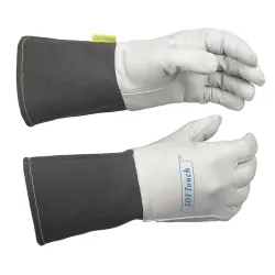 
                  WELDAS Lekkie rękawice spawalnicze z koziej skóry Softouch z mankietem FR, rozmiar XL, 10-1004XL